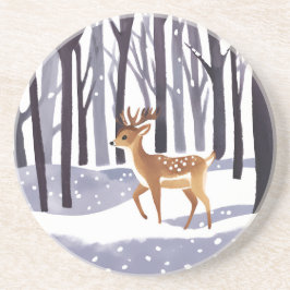 Posavasos Invierno de Cerfs Navidades Snowy Woods