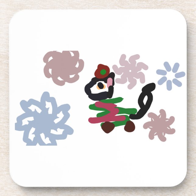 Posavasos Invierno de gato negro  (Frente)