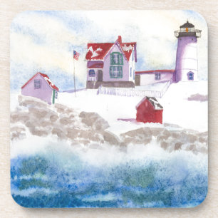 Posavasos invierno en el Faro Nubble de Maine
