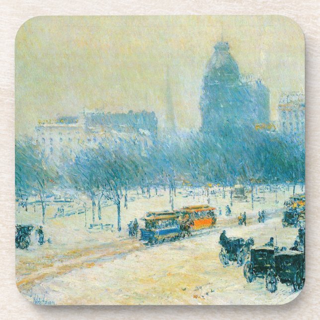 Posavasos Invierno en Union Square de Frederick Childe Hassa (Frente)