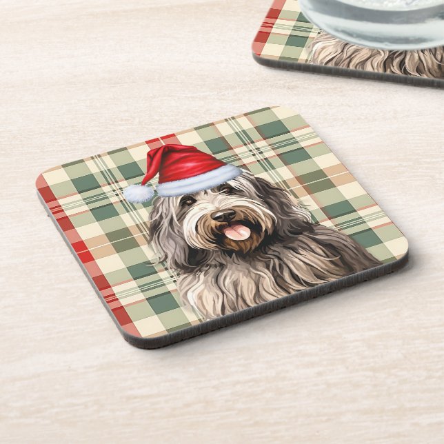 Posavasos Invierno Tema Bergamasco Perro de vacaciones (Lado Izquierdo)