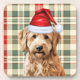 Posavasos Invierno Tema Goldendoodle Dog Holiday Plaid