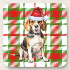 Posavasos Invierno Temático Beagle Rojo Verde Fiesta