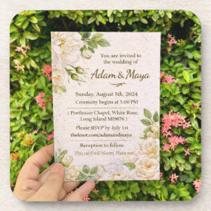 Posavasos Invitación Clásica Botánica de Boda