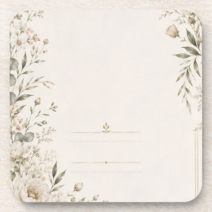 Posavasos Invitación de Boda Antigua con Botánica Refinada