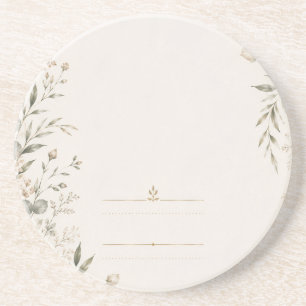Posavasos Invitación de Boda Antigua con Botánica Refinada