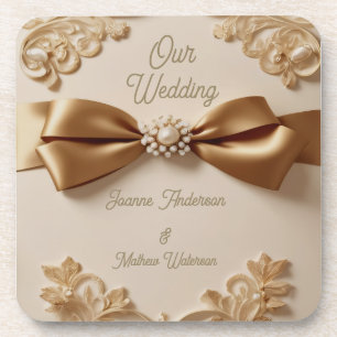 Posavasos Invitación de Boda con Motivo Floral Realzado – La