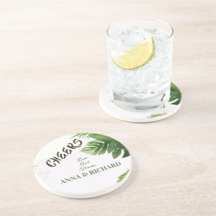 Posavasos Invitación de Boda Tropical Romántica