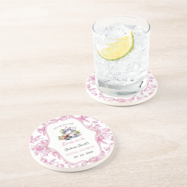 Posavasos Invitación de Desayuno Nupcial para Fiesta del Té  (Lado)