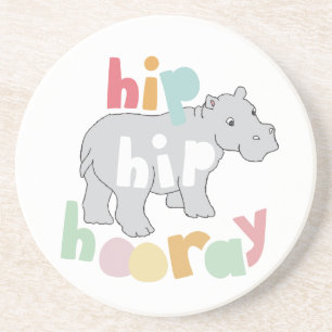 Posavasos ip Hip Hooray Gray Hippo Dibujar arte animal puro