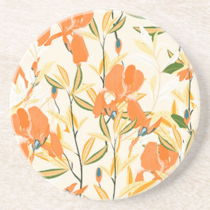 Posavasos irisis naranja: patrón floral sin fisuras