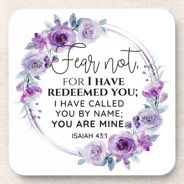 Posavasos Isaiah 43:1 Fear not I have Redeemed you Floral (Frente)