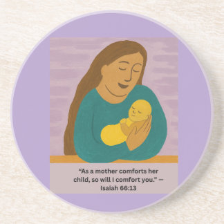 Posavasos Isaiah 66:13 Comforting Mother and Baby Postcard