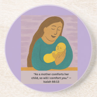 Posavasos Isaiah 66:13 Comforting Mother and Baby Postcard