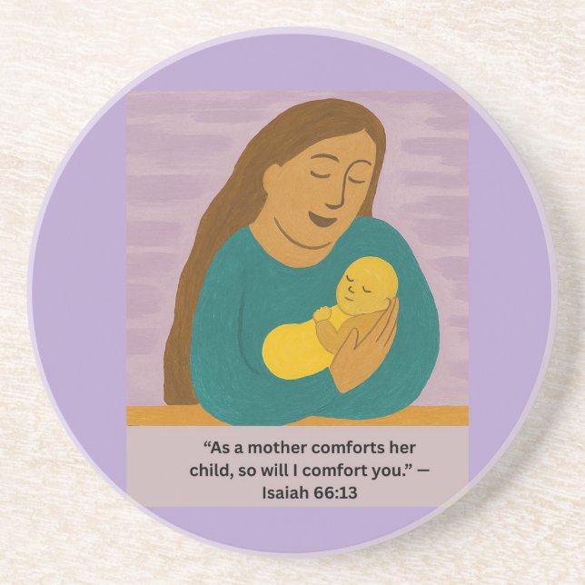 Posavasos Isaiah 66:13 Comforting Mother and Baby Postcard (Frente)