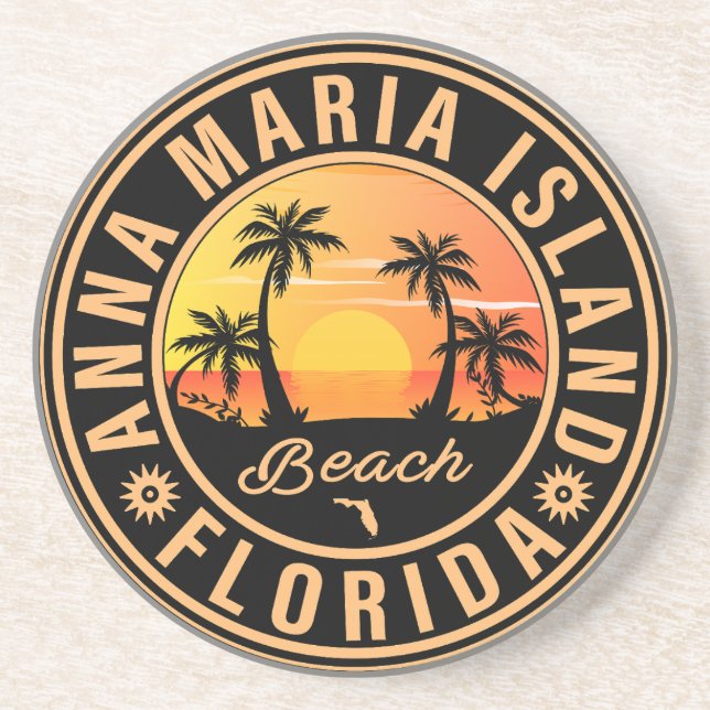 Posavasos Isla Anna Maria Florida Beach Retro Sunset 60 (Frente)