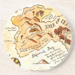 Posavasos Isla del práctico de costa del mapa del tesoro de