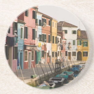 Posavasos Italia, Burano. Casas coloridas alineadas