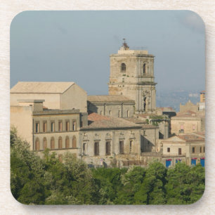 Posavasos Italia, Sicilia, Enna, vista de la ciudad desde Ro