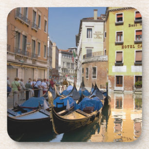 Posavasos Italia, Venecia, góndolas amarradas a lo largo de