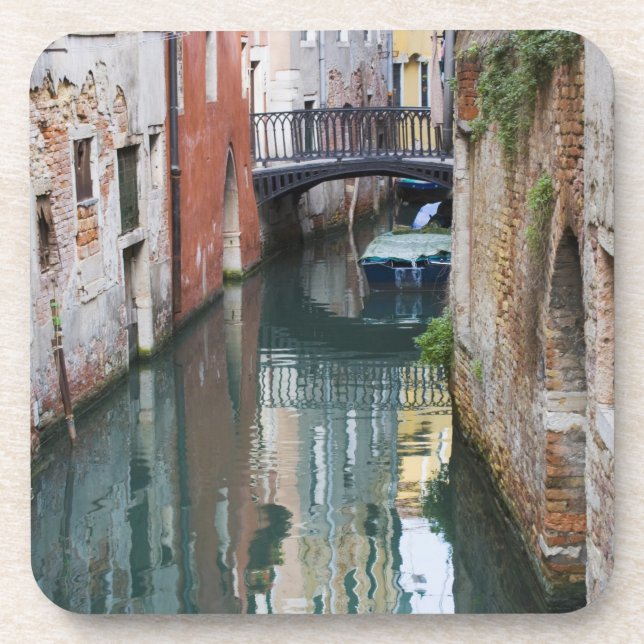 Posavasos Italia, Venecia, reflexiones y un pequeño puente (Frente)