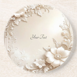 Posavasos Ivory Flowers Sandstone Coaster