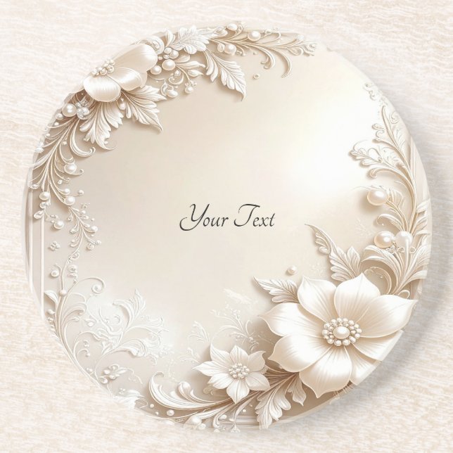 Posavasos Ivory Flowers Sandstone Coaster (Frente)