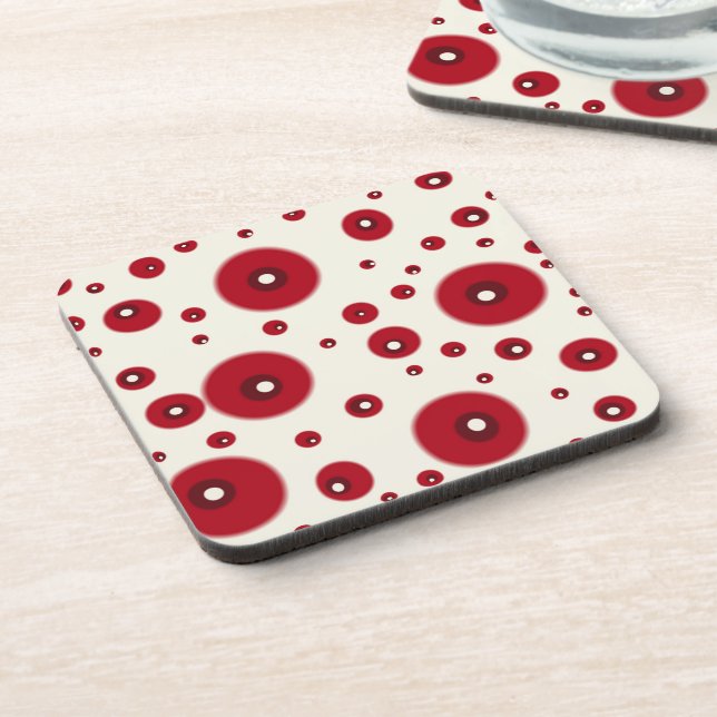 Posavasos Ivory Red Dots Funky Whimsical Circle Pattern  (Lado Izquierdo)