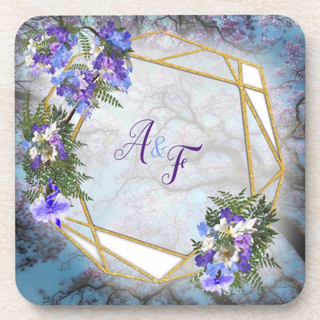 Posavasos Jacaranda Blooms & Lily Bouquet Coaster (Frente)