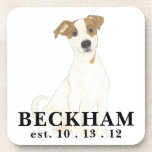 Posavasos Jack Russell Terrier personalizado<br><div class="desc">¡Estoy enamorado de este hermoso y detallado ilustracion acuático de un jack russell terrier! Personaliza estos con tu nombre o monograma y cambia el color de fondo para complementar tu decoración. ¡Compra el resto de mi colección para los regalos más dulces de la casa, la ducha de novia, la profesora,...</div>