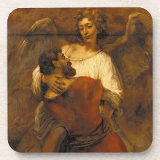 Posavasos Jacob Wrestling with the Angel - Rembrandt - c1659
