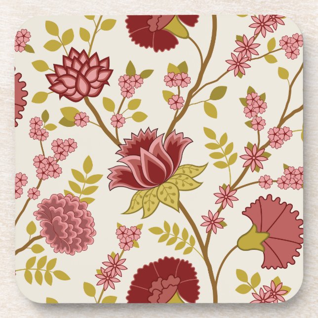 Posavasos Jacobo Floral Lg Pattern Rojos Rosa Crema De Oro (Frente)