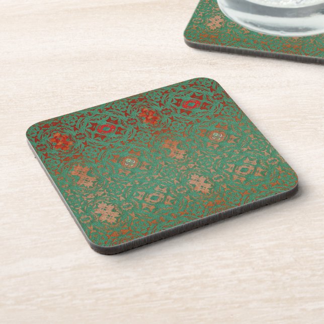 Posavasos Jade bohemia y patrón rojo rusos (Lado Izquierdo)