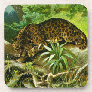 Posavasos Jaguar que sube sobre raíces para alcanzar el agu