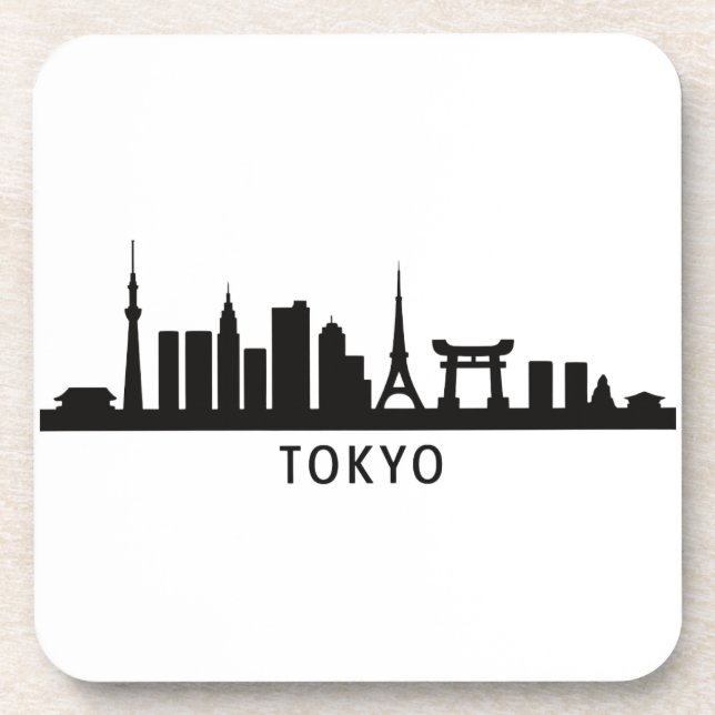 Posavasos Japan Cityscape Travel | Tokyo Skyline Silhouette (Frente)