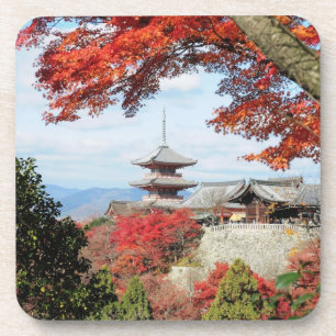 Posavasos Japón, Kioto. Templo de Kiyomizu en color de otoño