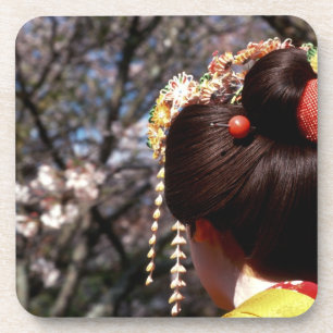 Posavasos Japón, Kyoto. Vista trasera primer plano de la gei