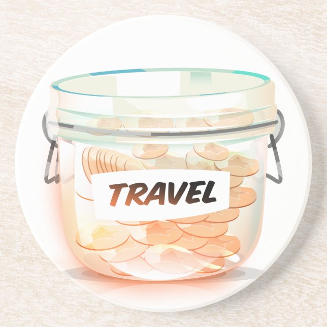 Posavasos Jar de viaje de dinero de vidrio (Frente)