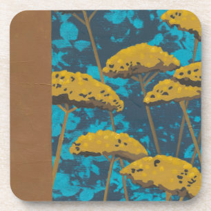 Posavasos Jardín de flecha dorada con fondo azul