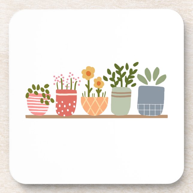 Posavasos Jardín de flores en macetas caprichosas para amant (Frente)