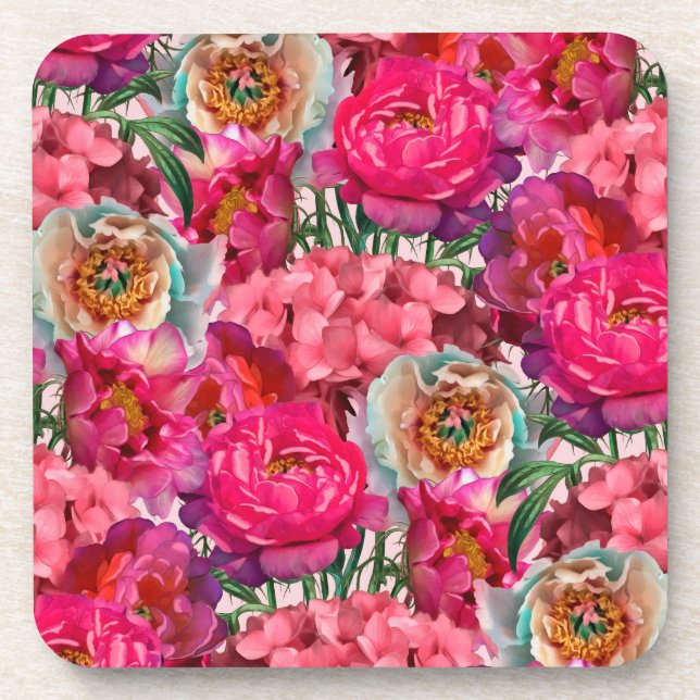 Posavasos Jardín de flores románticas (Frente)