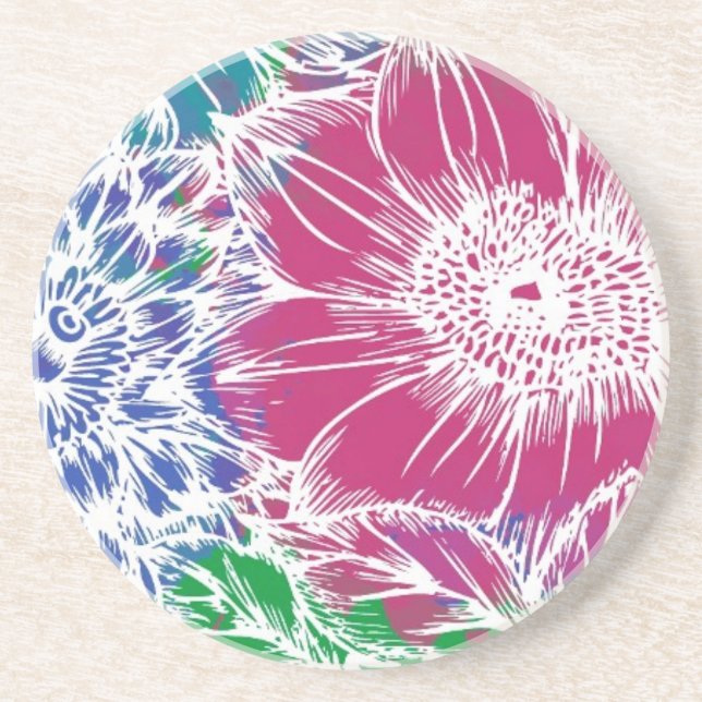 Posavasos Jardín de flores tropicales (Frente)