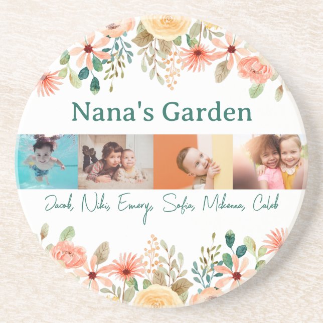 Posavasos Jardín de la abuela de la Collage de fotos persona (Frente)