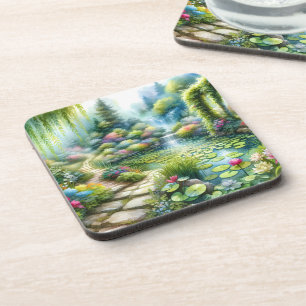 Posavasos Jardín de la cascada encantada, estanque de lirios