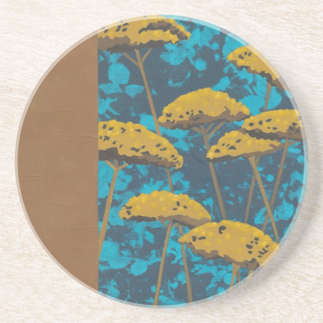 Posavasos Jardín de la flecha dorada con fondo azul (Frente)