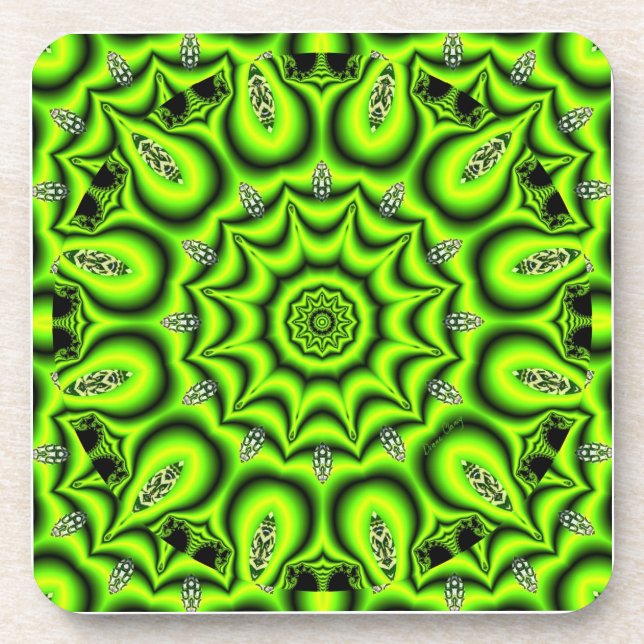 Posavasos Jardín de la primavera, verde lima abstracta (Frente)