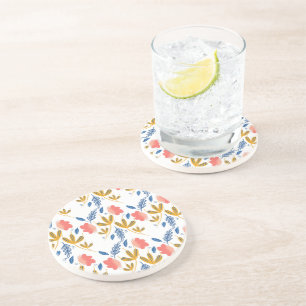 Posavasos Jardín de Verano Florales de Coral Azul Amarillo