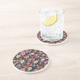 Posavasos Jardín florido rosa y blanco