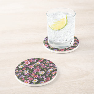 Posavasos Jardín florido rosa y blanco