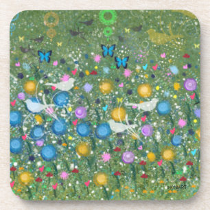 Posavasos Jardín KiniArt Flores Aves y Mariposas